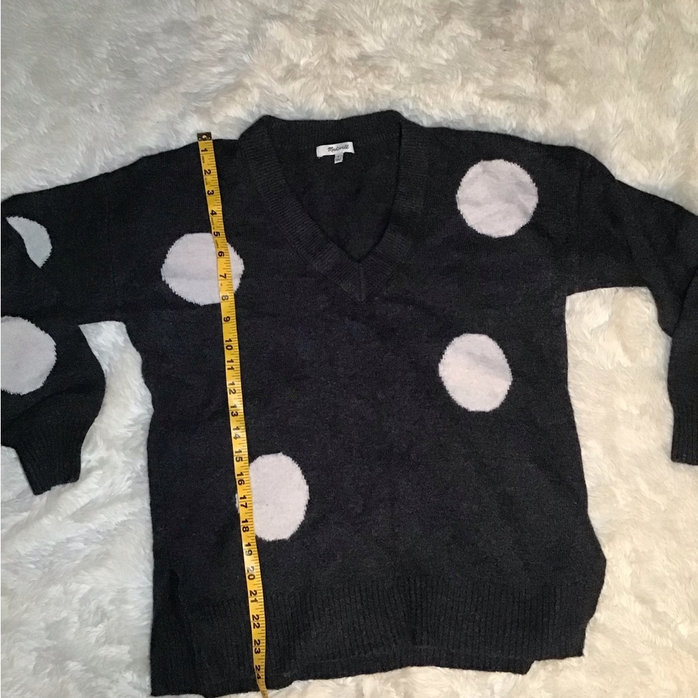 Madewell dotted Bartlett v-neck charcoal sweater size small - Picture 11 of 11